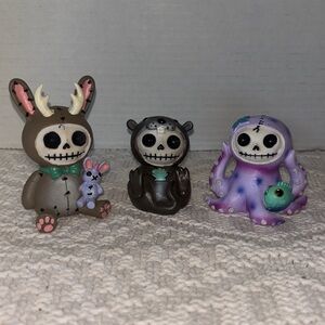 Furrybones Purple Octopee, Otto The Sea Otter, Bun Bun Lope Figurines 3 Pack